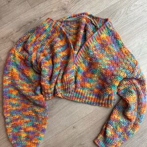 Multicolor cropped Knit Women's Sweater